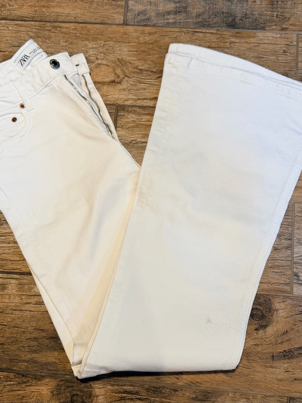 ZARA White Wide-Leg Jeans for Women